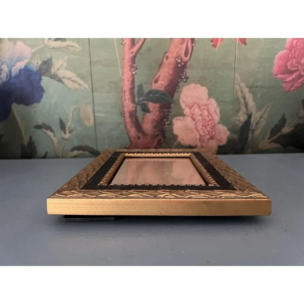 Vintage Burnes Gold Black Picture Frame Hollywood Regency Art Deco 10x8 Frame